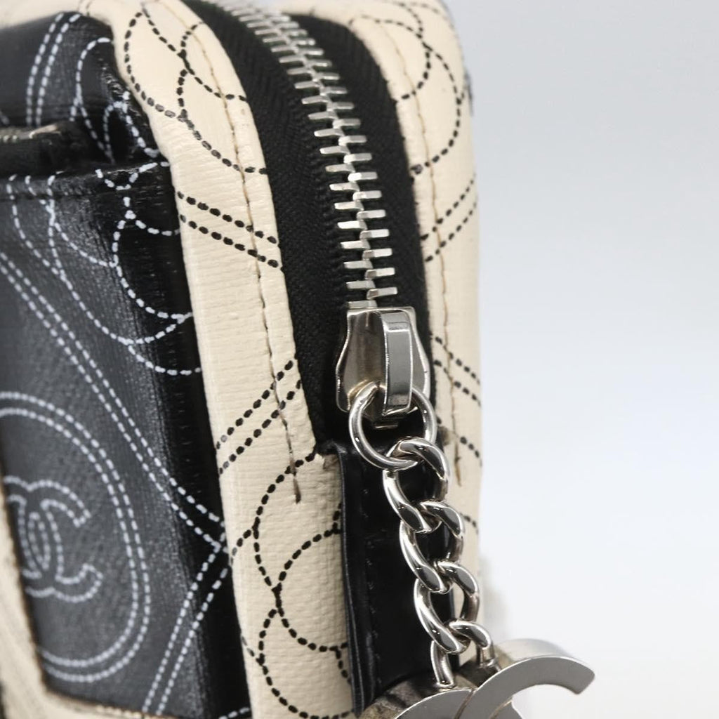 Chanel Logo Camera Case Clutch Printed Coated Canvas Black Pvc Clutche & Pouche Bag