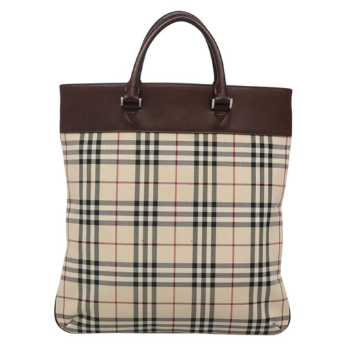 Burberry Nova Check Tote Nylon Beige Nylon Bag