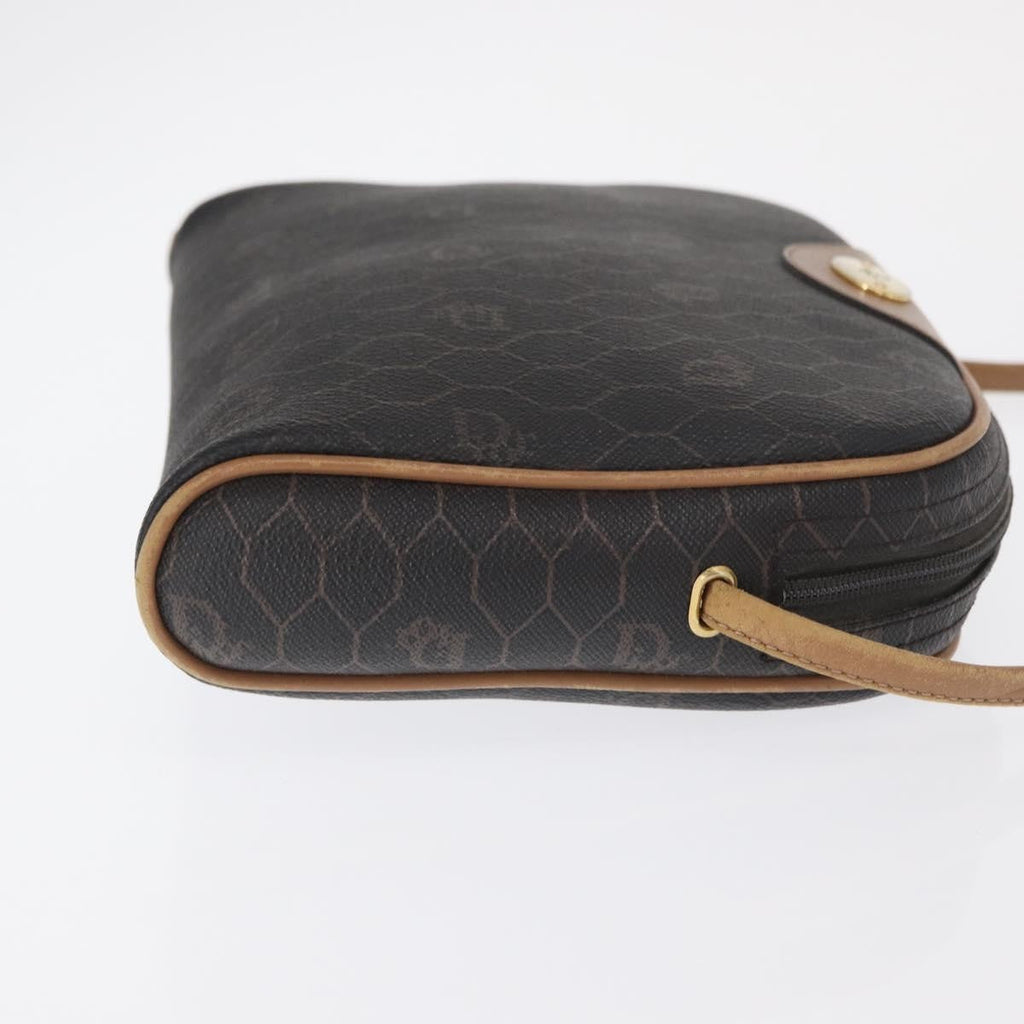 Christian Dior Vintage Honeycomb Shoulder Bag Canvas And Leather Black Canvas Shoulder Bag Bag (Pre-Owned)
