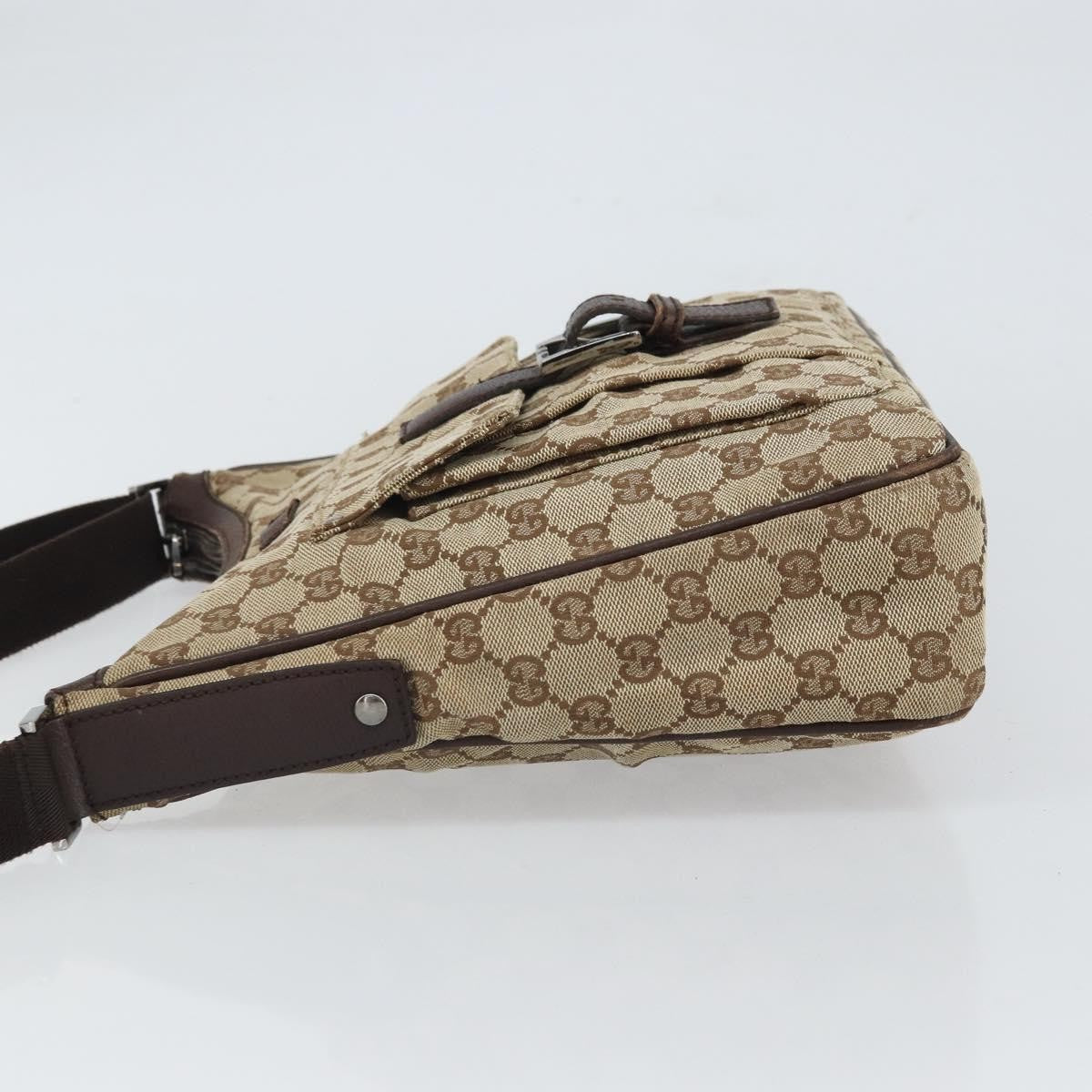 Gucci Vintage Shoulder Bag Gg Canvas And Leather Beige Canvas Shoulder Bag Bag (Pre-Owned)