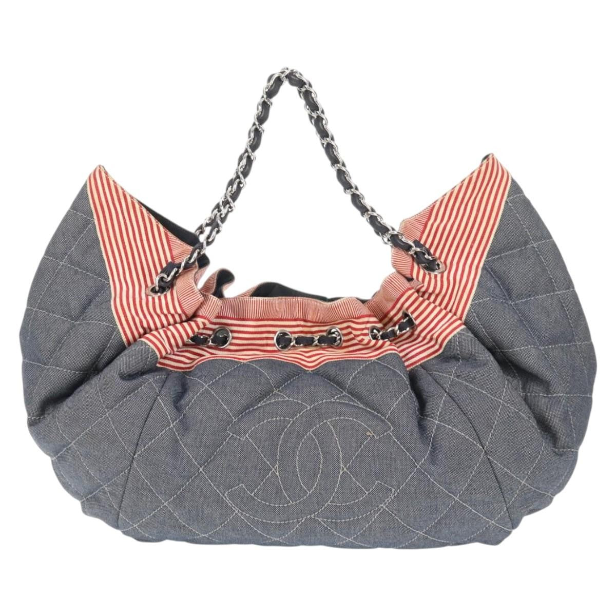 Chanel Stretch Spirit Cabas Quilted Denim Blue Denim_Jeans Bag