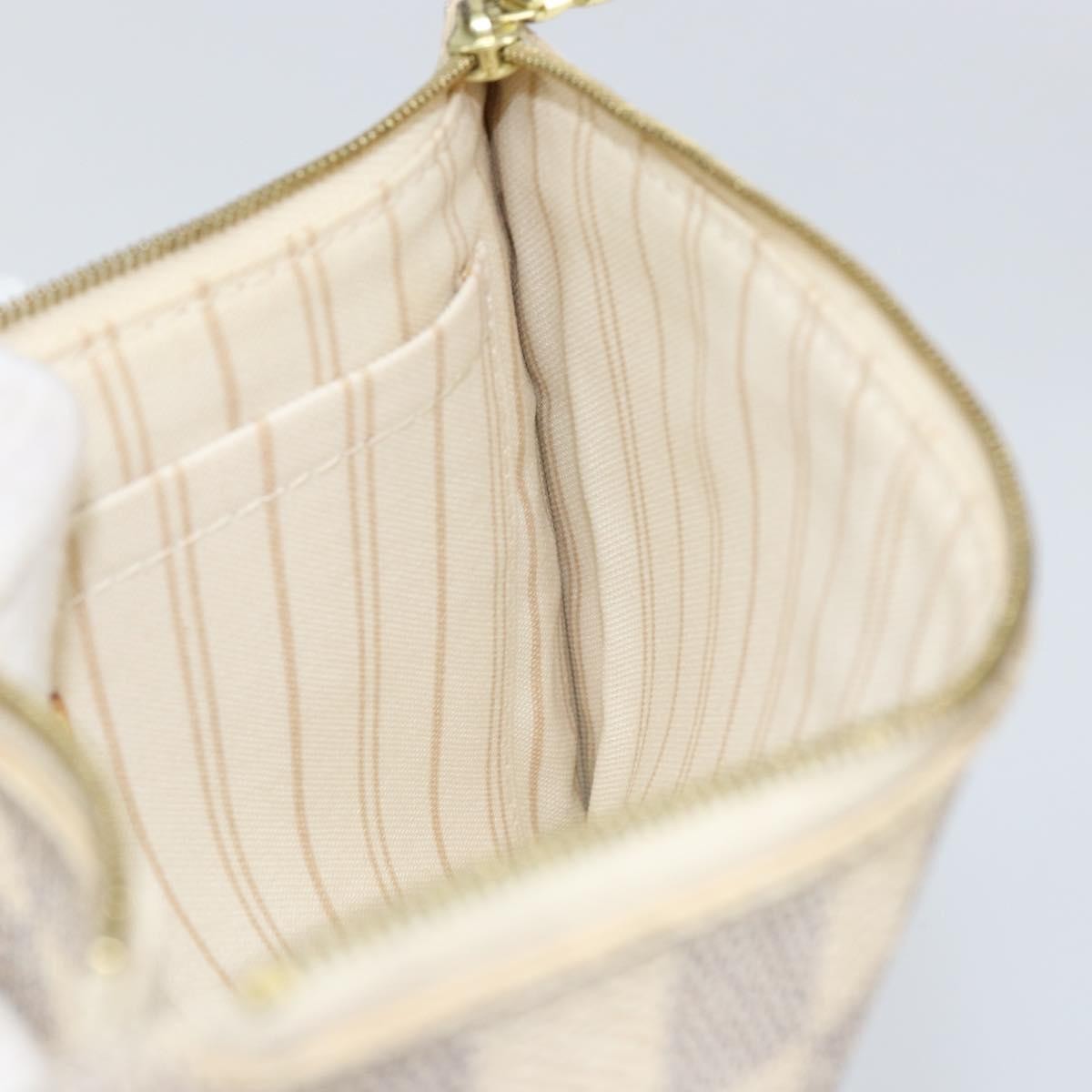 Louis Vuitton Neverfull Pochette Damier White Canvas Clutche & Pouche Bag