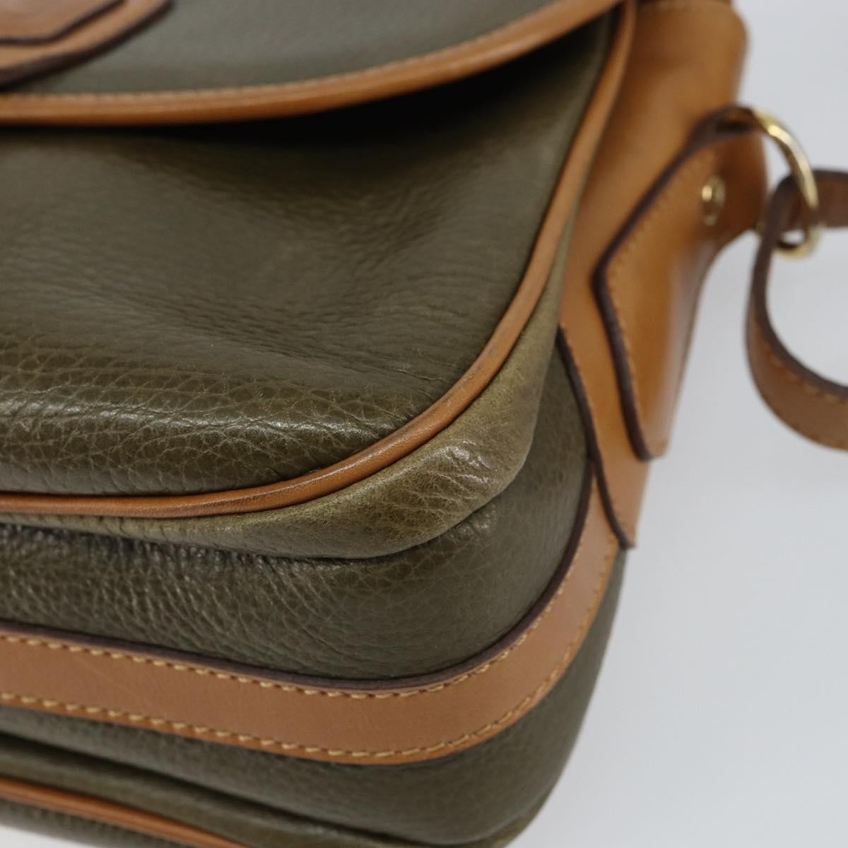 Celine Vintage Shoulder Bag Leather Khaki Leather Shoulder Bag Bag