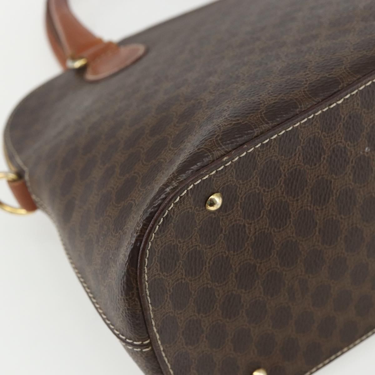 Celine Vintage Macadam Handbag Canvas And Leather Brown Canvas Handbag