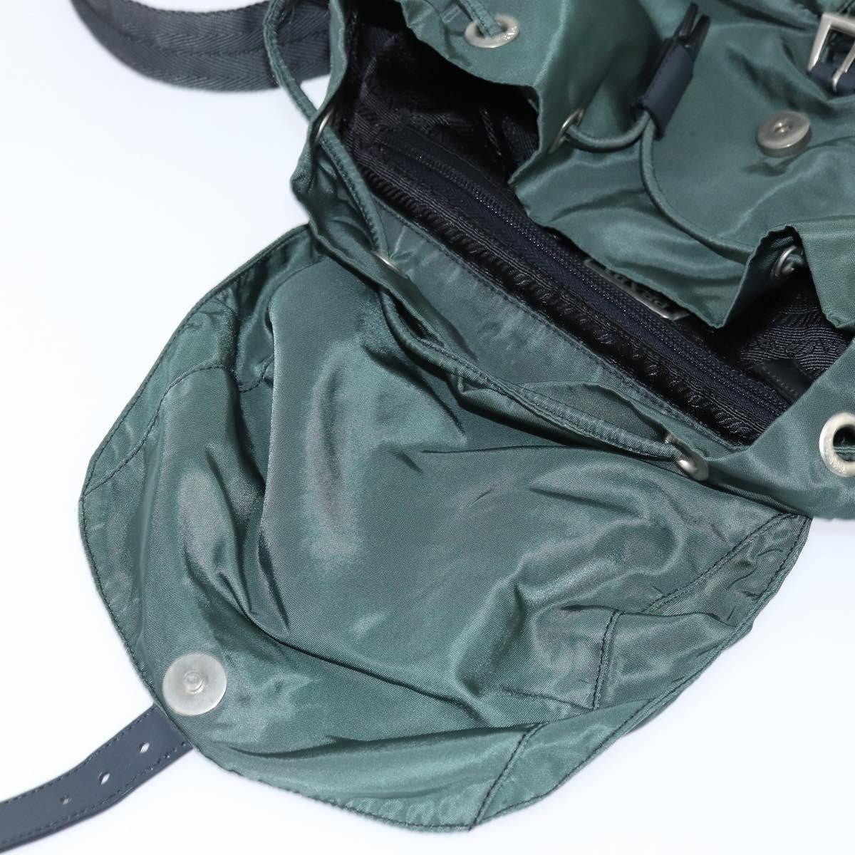 Prada Vela Double Front Pocket Backpack Tessuto With Saffiano Leather Khaki Nylon Backpack Bag