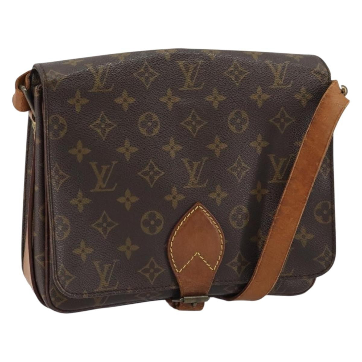 Louis Vuitton Cartouchiere Handbag Monogram Canvas Brown Canvas Shoulder Bag