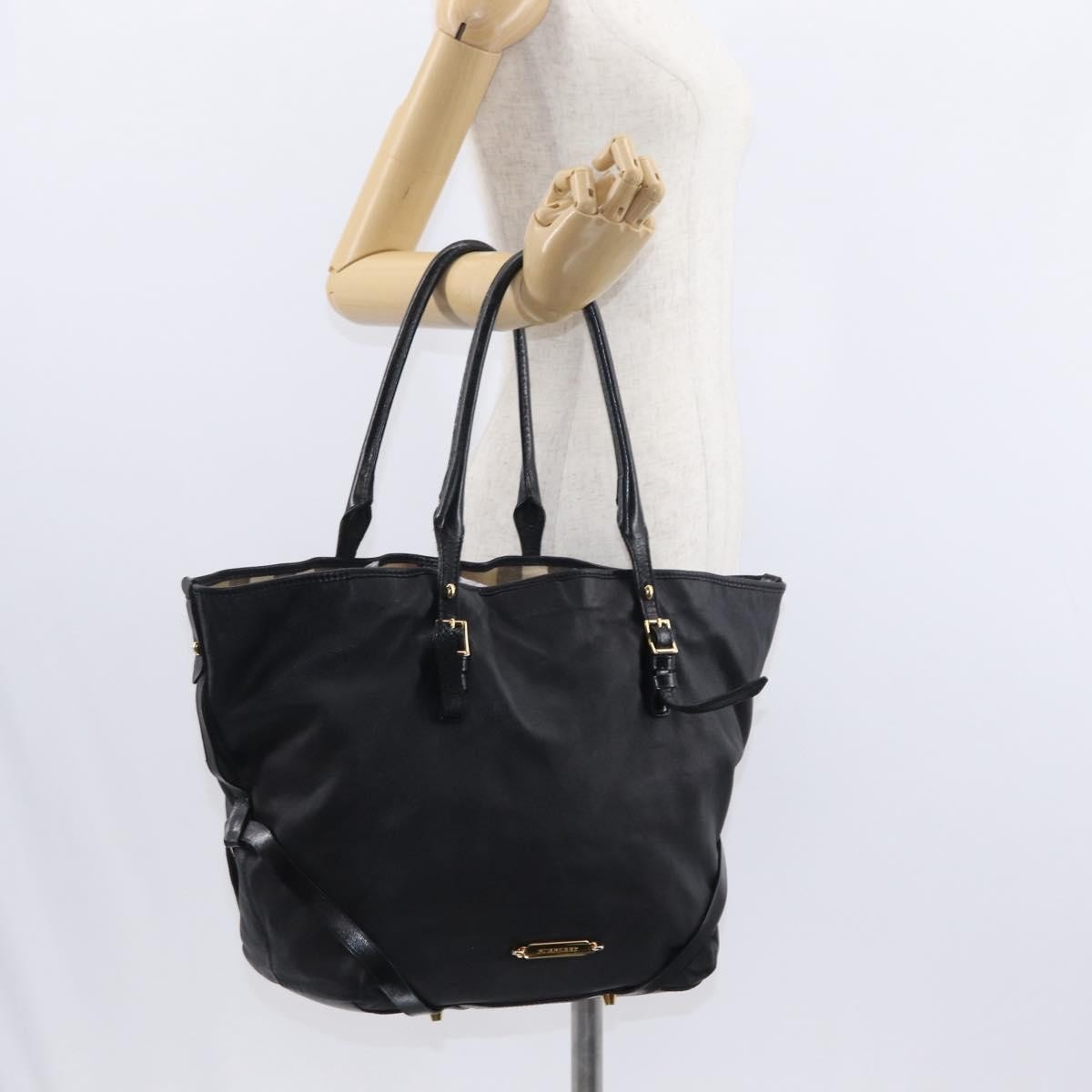 Burberry Vintage Tote Leather Black Leather Tote Bag