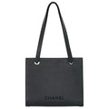 Chanel Vintage Logo Tote Leather Black Leather Tote Bag Bag