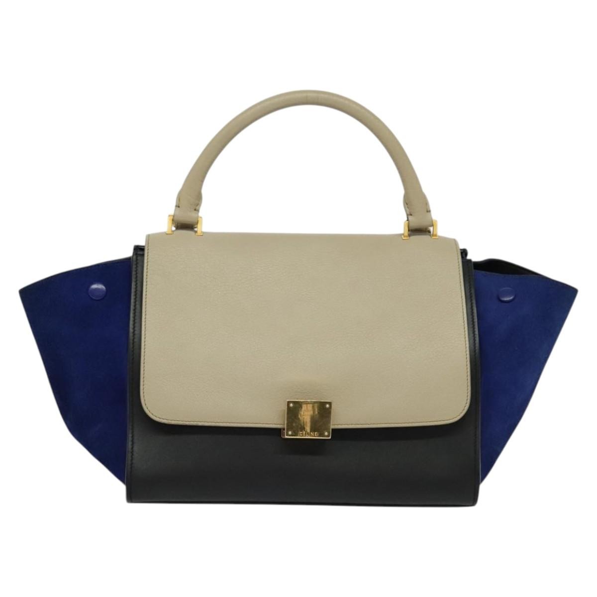 Celine Tricolor Trapeze Bag Leather Beige Leather Handbag
