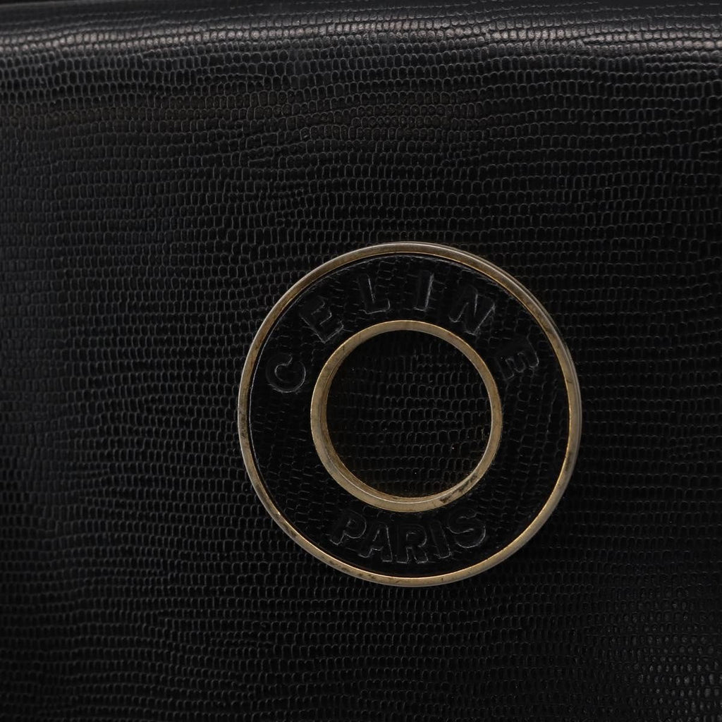 Celine Vintage Circle Logo Crossbody Bag Leather Black Leather Shoulder Bag Bag