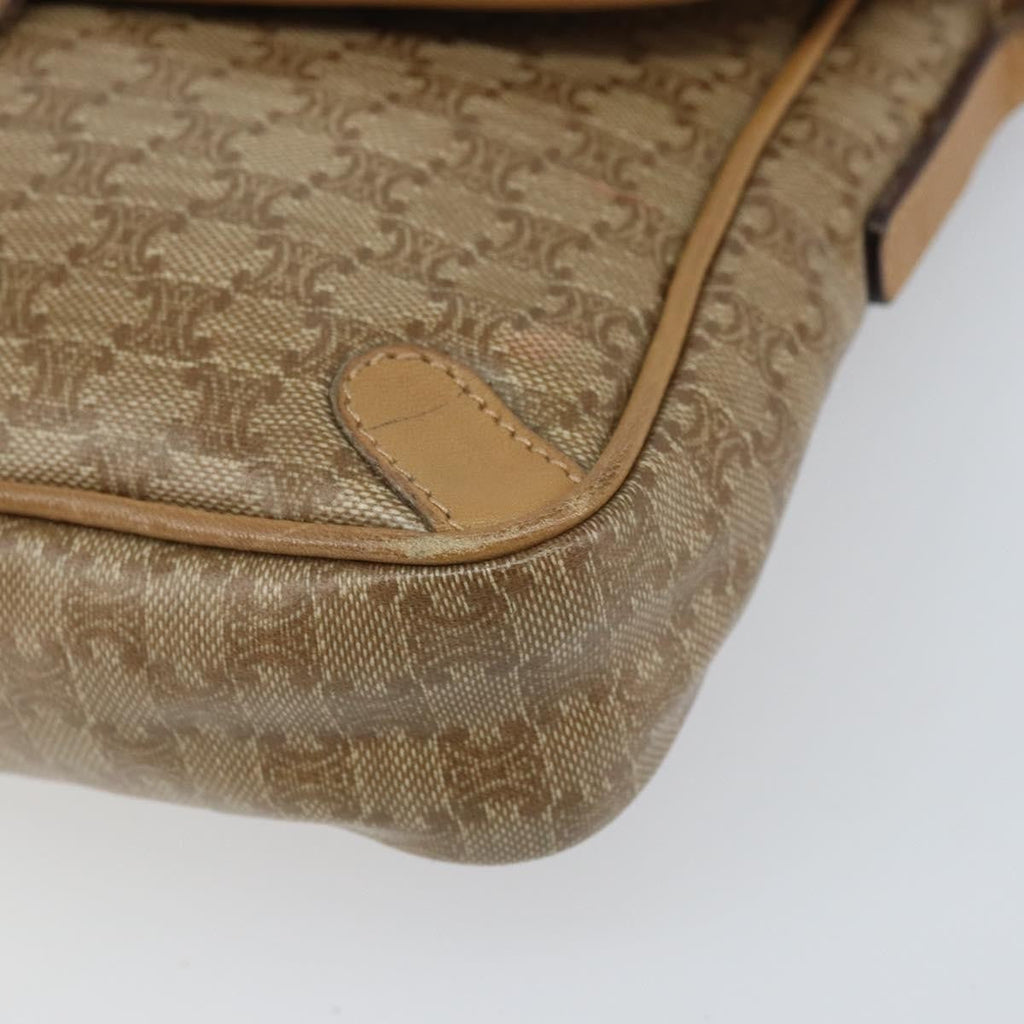 Celine Vintage Macadam Shoulder Bag Canvas And Leather Beige Canvas Shoulder Bag Bag
