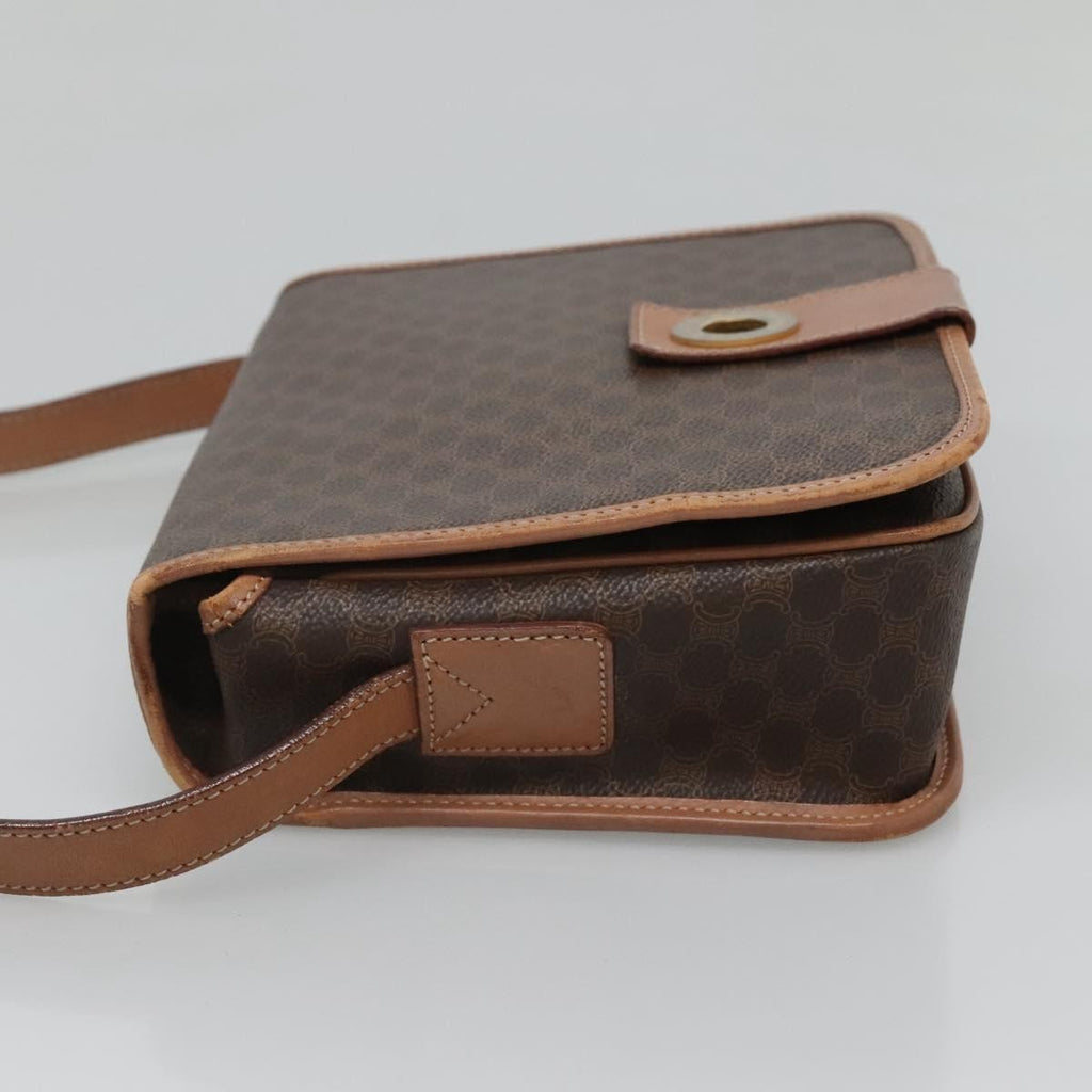 Celine Vintage Macadam Shoulder Bag Canvas And Leather Brown Canvas Shoulder Bag Bag