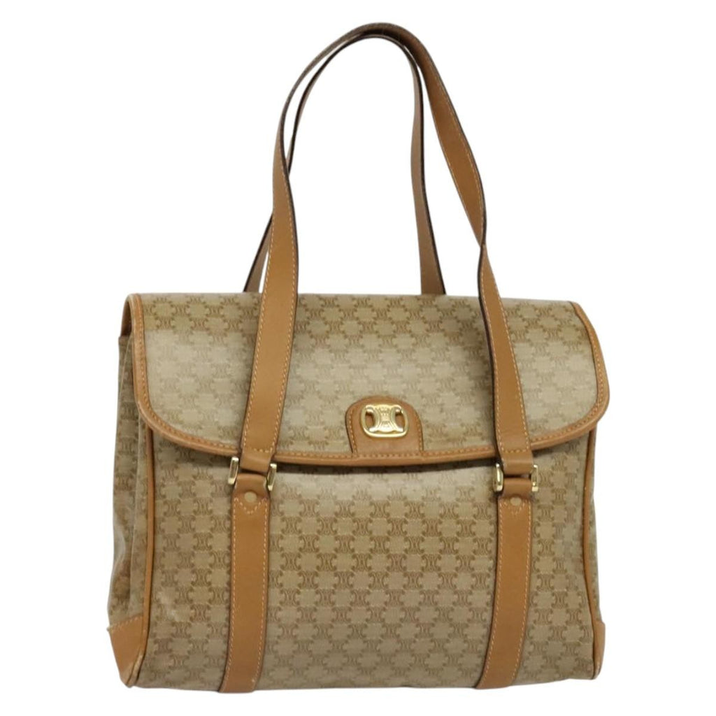 Celine Vintage Macadam Handbag Canvas Beige Canvas Bag