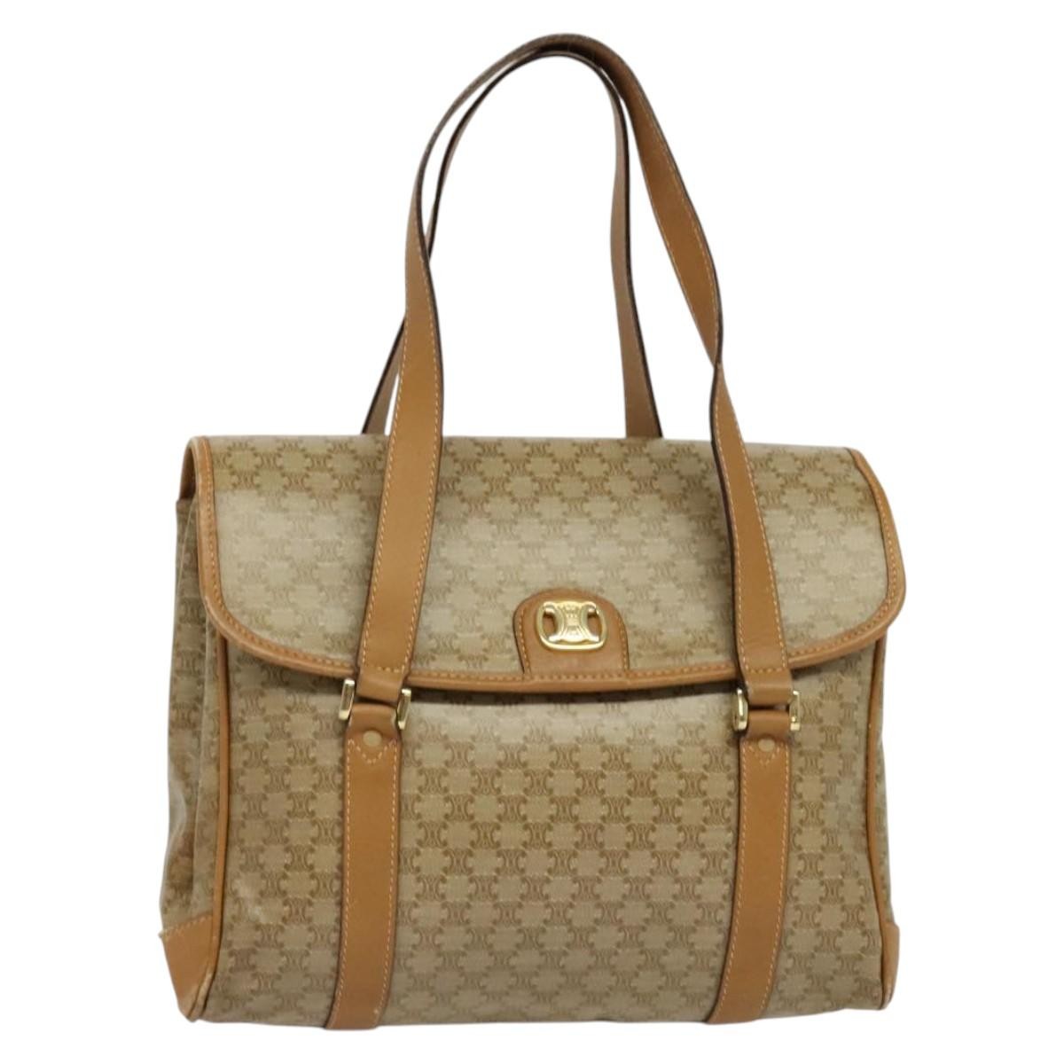 Celine Vintage Macadam Handbag Canvas Beige Canvas Bag