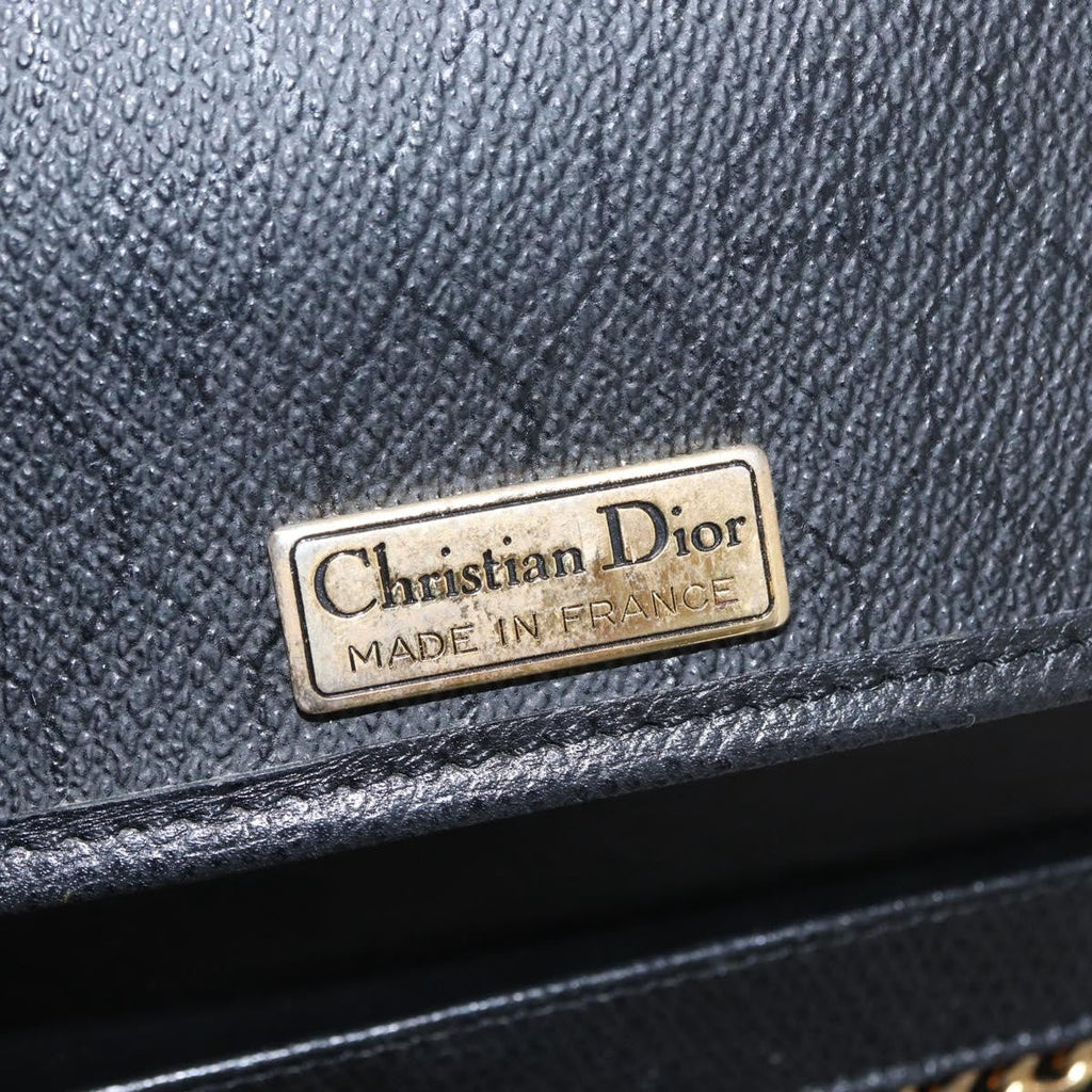 Christian Dior Vintage Shoulder Bag Leather Black Leather Shoulder Bag Bag (Pre-Owned)