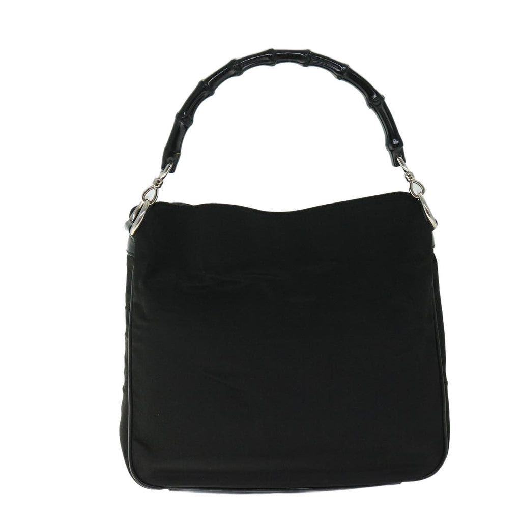 Gucci Vintage Bamboo Handle Bag Nylon Black Nylon Handbag (Pre-Owned)