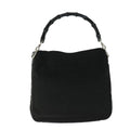 Gucci Vintage Bamboo Handle Bag Nylon Black Nylon Handbag (Pre-Owned)