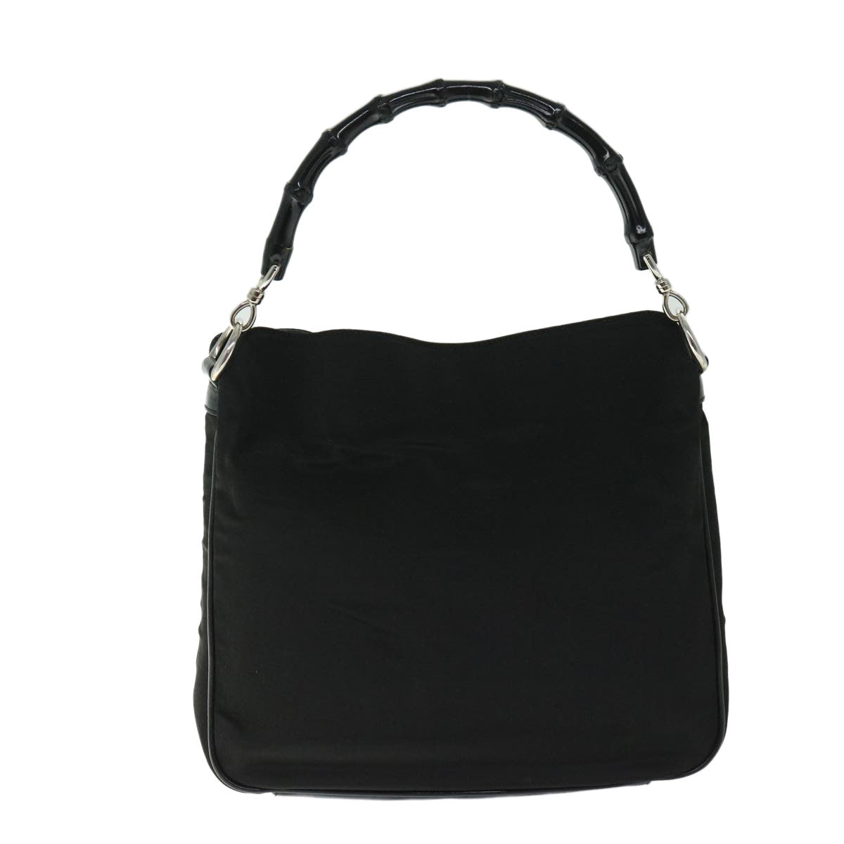 Gucci Vintage Bamboo Handle Bag Nylon Black Nylon Handbag (Pre-Owned)