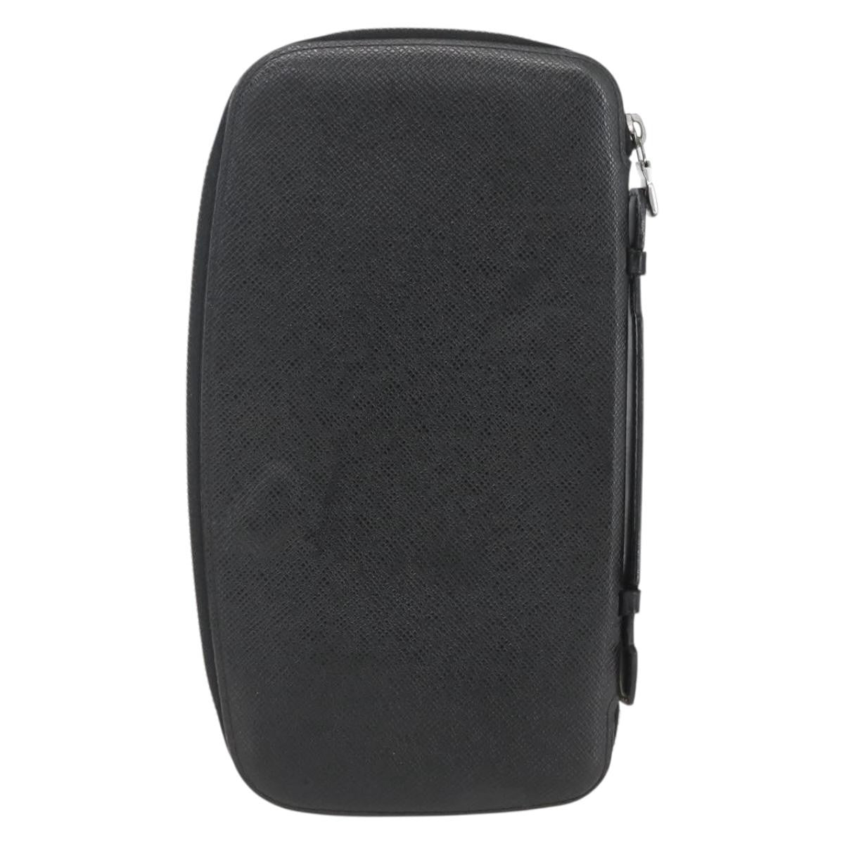 Louis Vuitton Atoll Organizer Wallet Taiga Leather Black Leather Clutche & Pouche Bag