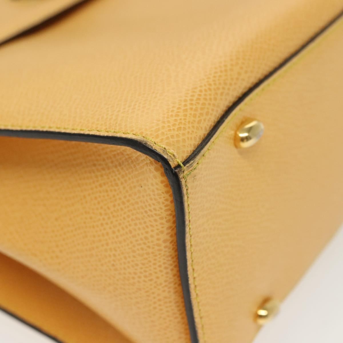 Celine Vintage Convertible Turnlock Top Handle Bag Leather Yellow Leather Bag