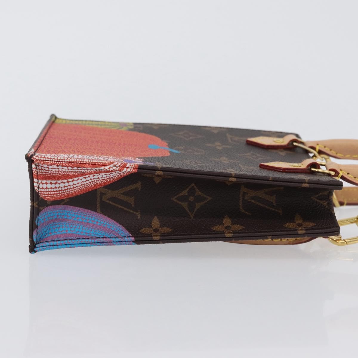 Louis Vuitton Petit Sac Plat Bag Yayoi Kusama Pumpkins Monogram Canvas Brown Canvas Handbag