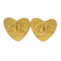 Chanel Vintage Cc Heart Clip-On Earrings Metal Gold Gold_Plated Earrings Jewelry