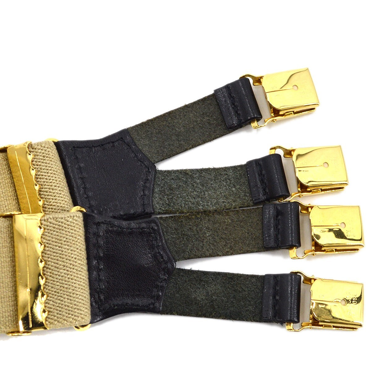 Chanel Logo Suspenders Canvas Beige Canvas Belts Accessory
