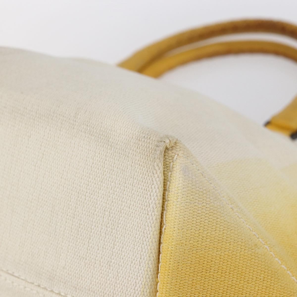 Bottega Veneta Braided Handle Open Tote Bag Canvas With Leather Yellow Canvas Bag