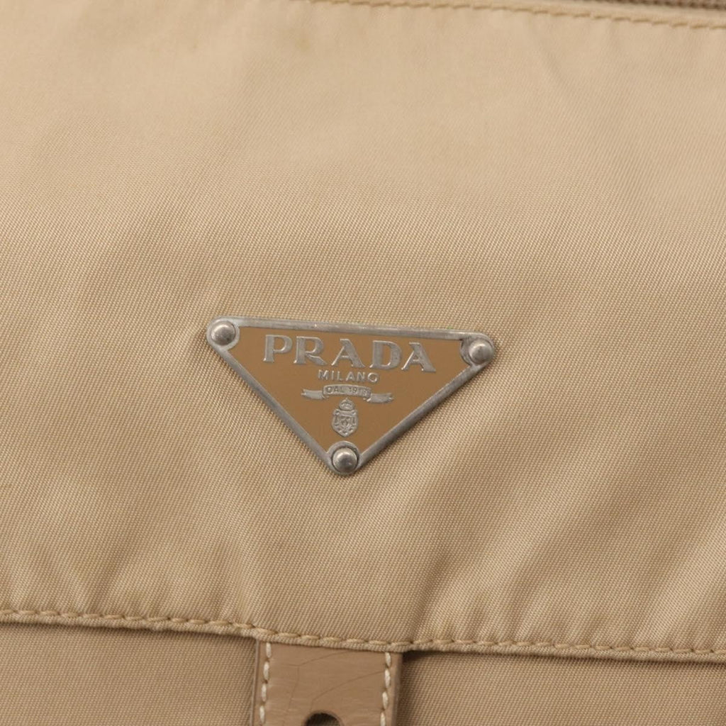 Prada Buckle Messenger Bag Tessuto Beige Nylon Shoulder Bag Bag