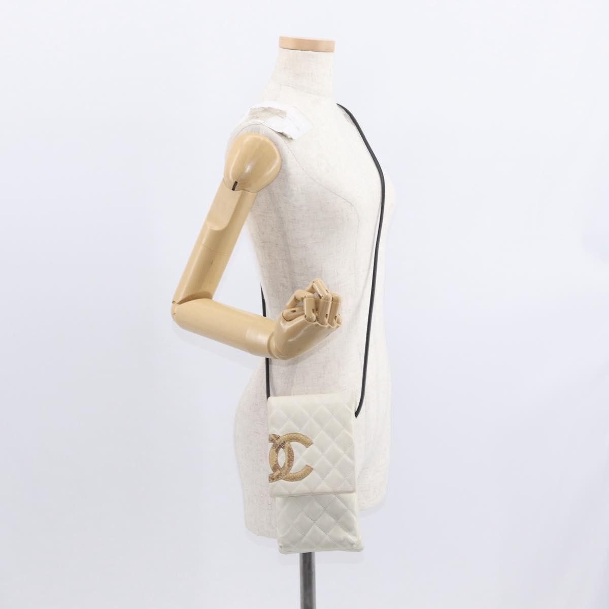 Chanel Cambon Flap Crossbody Bag Quilted Lambskin White Leather Shoulder Bag Bag