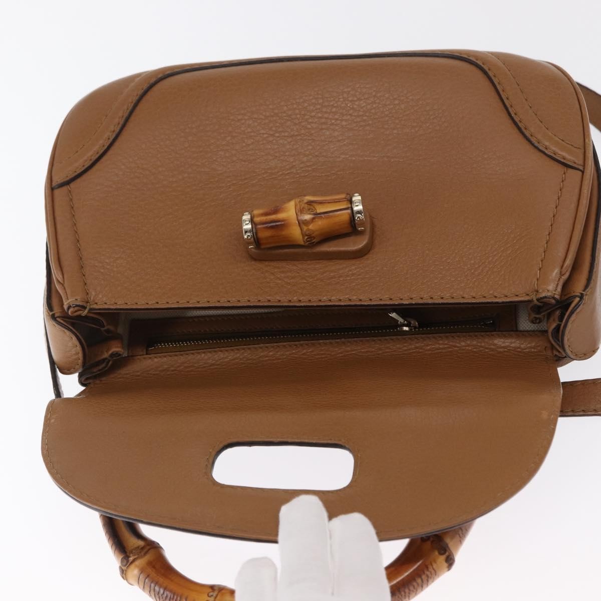 Gucci New Bamboo 1921 Top Handle Bag Leather Brown Leather Handbag (Pre-Owned)