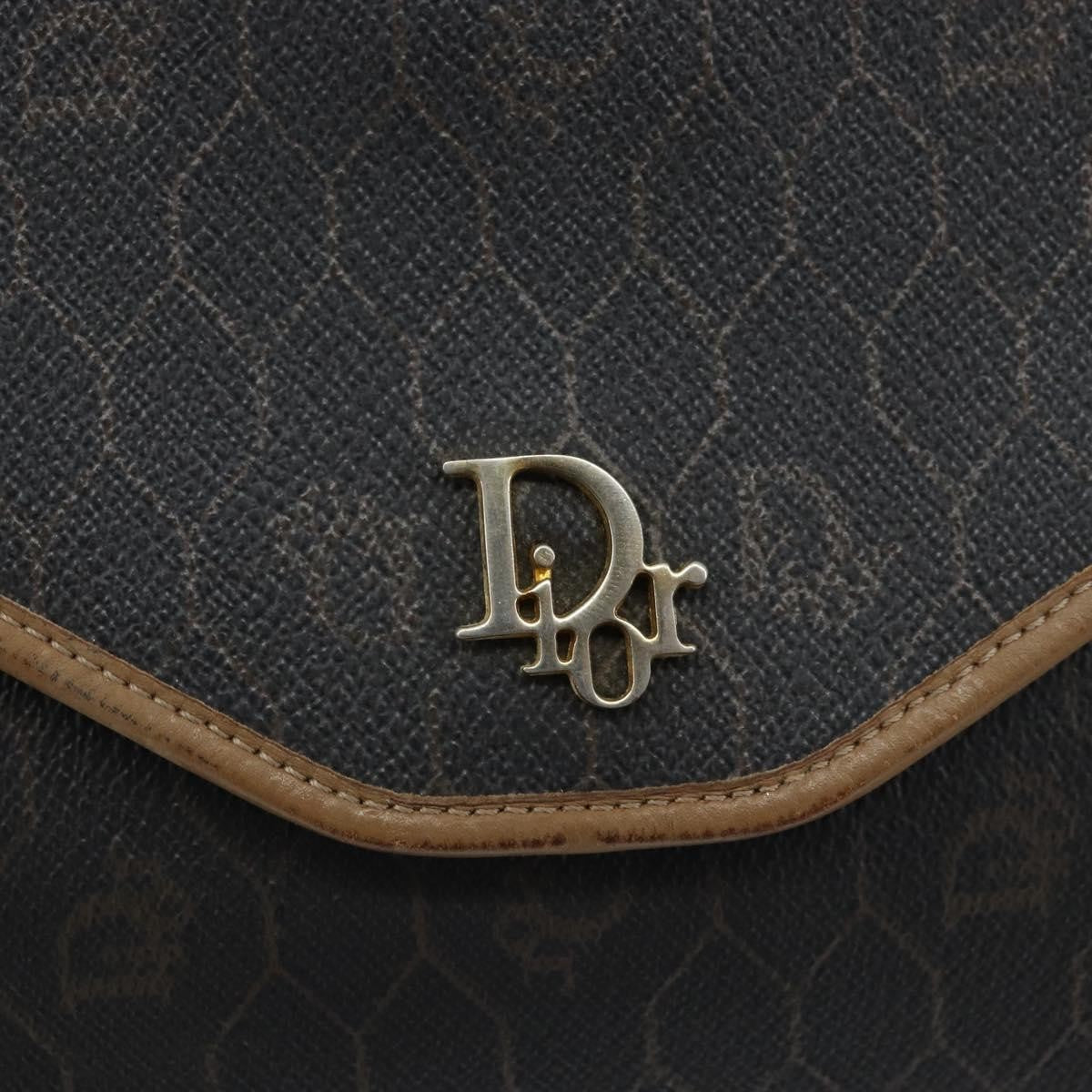 Christian Dior Vintage Honeycomb Chain Canvas Black Canvas Shoulder Bag Bag (Pre-Owned)