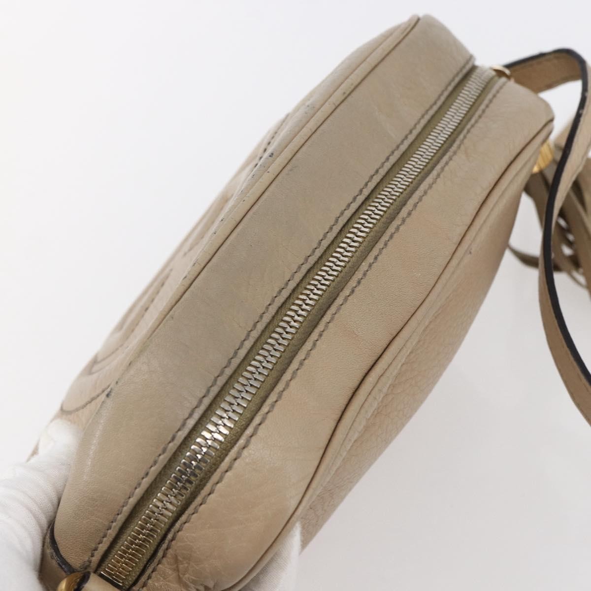 Gucci Soho Disco Crossbody Bag Leather Beige Leather Shoulder Bag Bag (Pre-Owned)