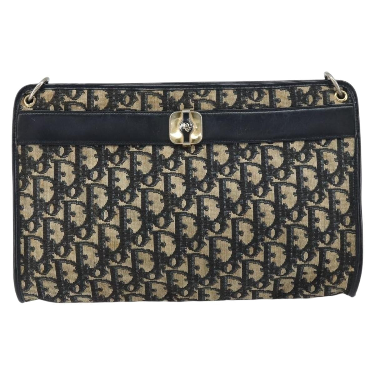 Christian Dior Vintage Trotter Shoulder Bag Canvas Navy Canvas Shoulder Bag Bag (Pre-Owned)