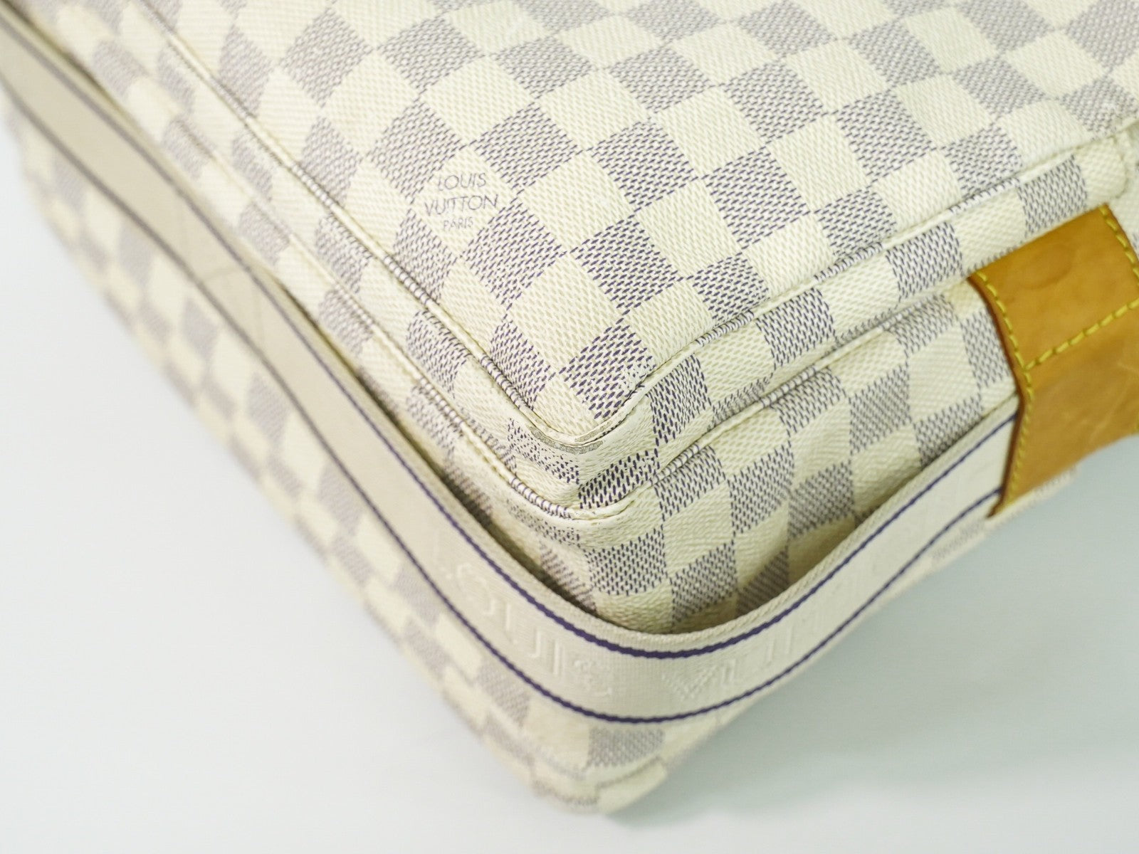 Louis Vuitton Naviglio Handbag Damier White Canvas Shoulder Bag