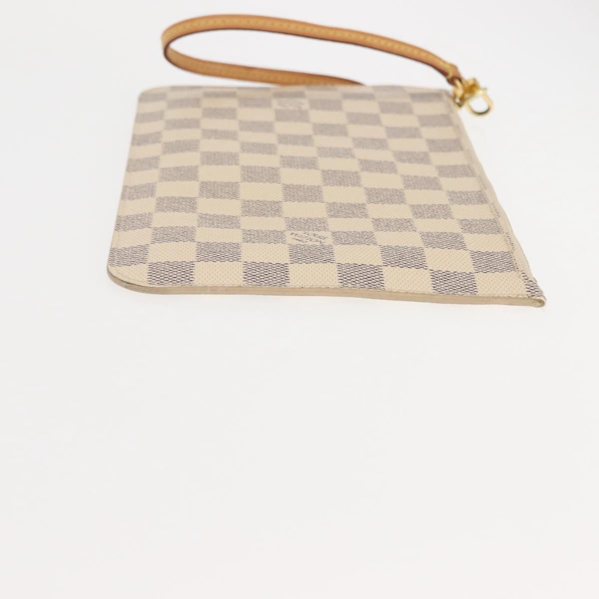 Louis Vuitton Neverfull Pochette Damier White Canvas Clutche & Pouche Bag