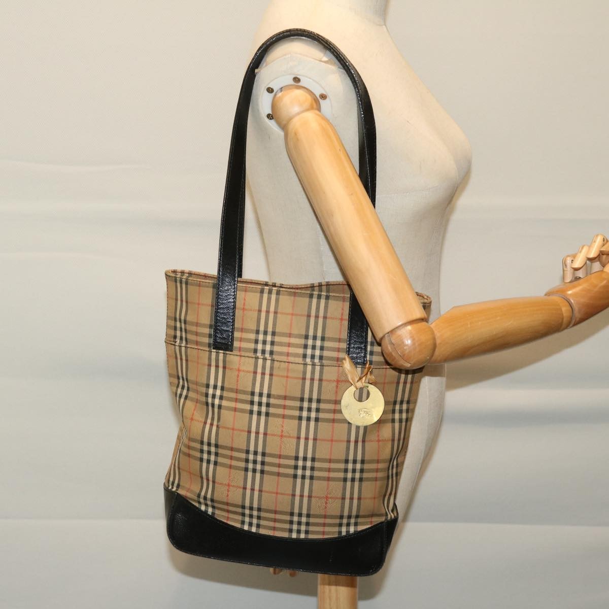 Burberry Nova Check Tote Canvas And Leather Beige Canvas Tote Bag