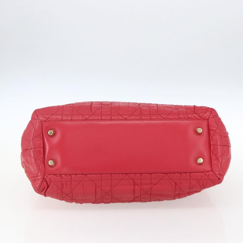 Christian Dior Delices Tote Cannage Quilt Leather Red Leather Tote Bag Bag (Pre-Owned)