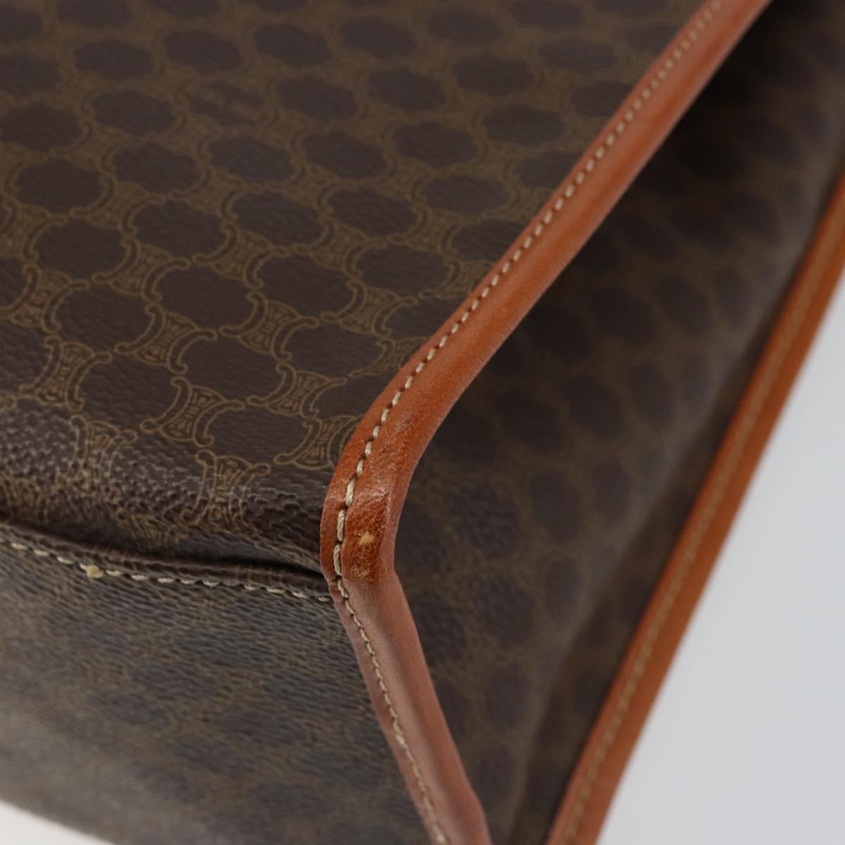 Celine Vintage Macadam Tote Bag Canvas And Leather Brown Canvas Tote Bag Bag