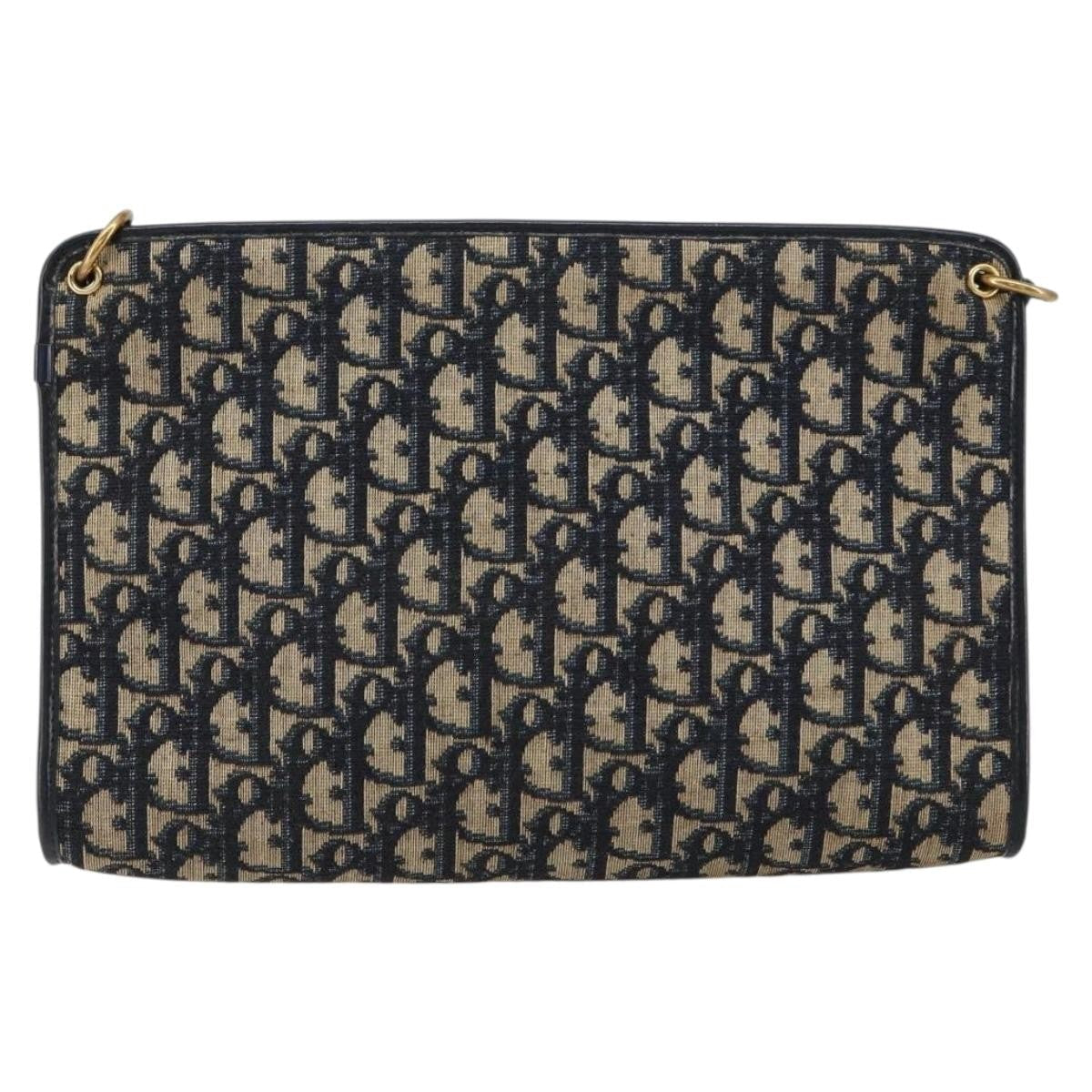 Christian Dior Vintage Trotter Shoulder Bag Canvas Navy Canvas Shoulder Bag Bag (Pre-Owned)