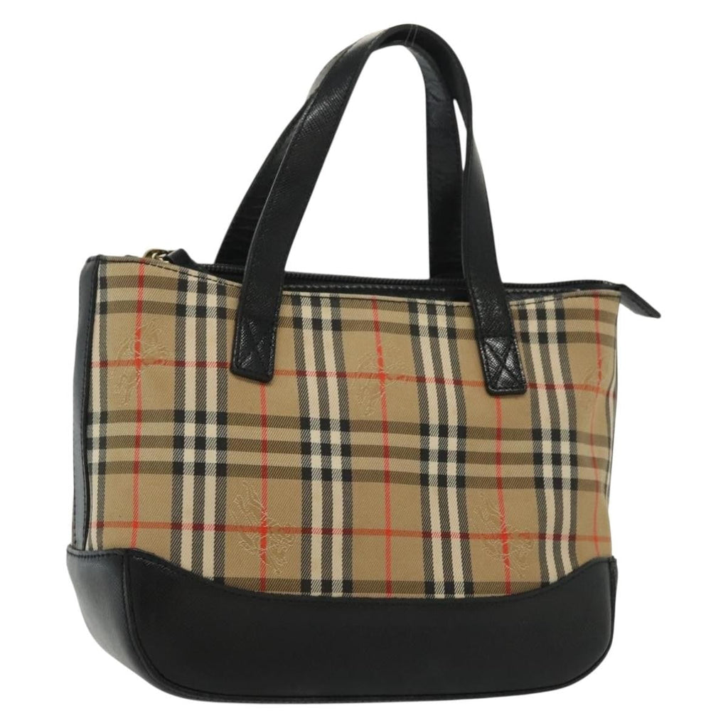 Burberry Nova Handbag Check Pattern Beige Canvas Bag
