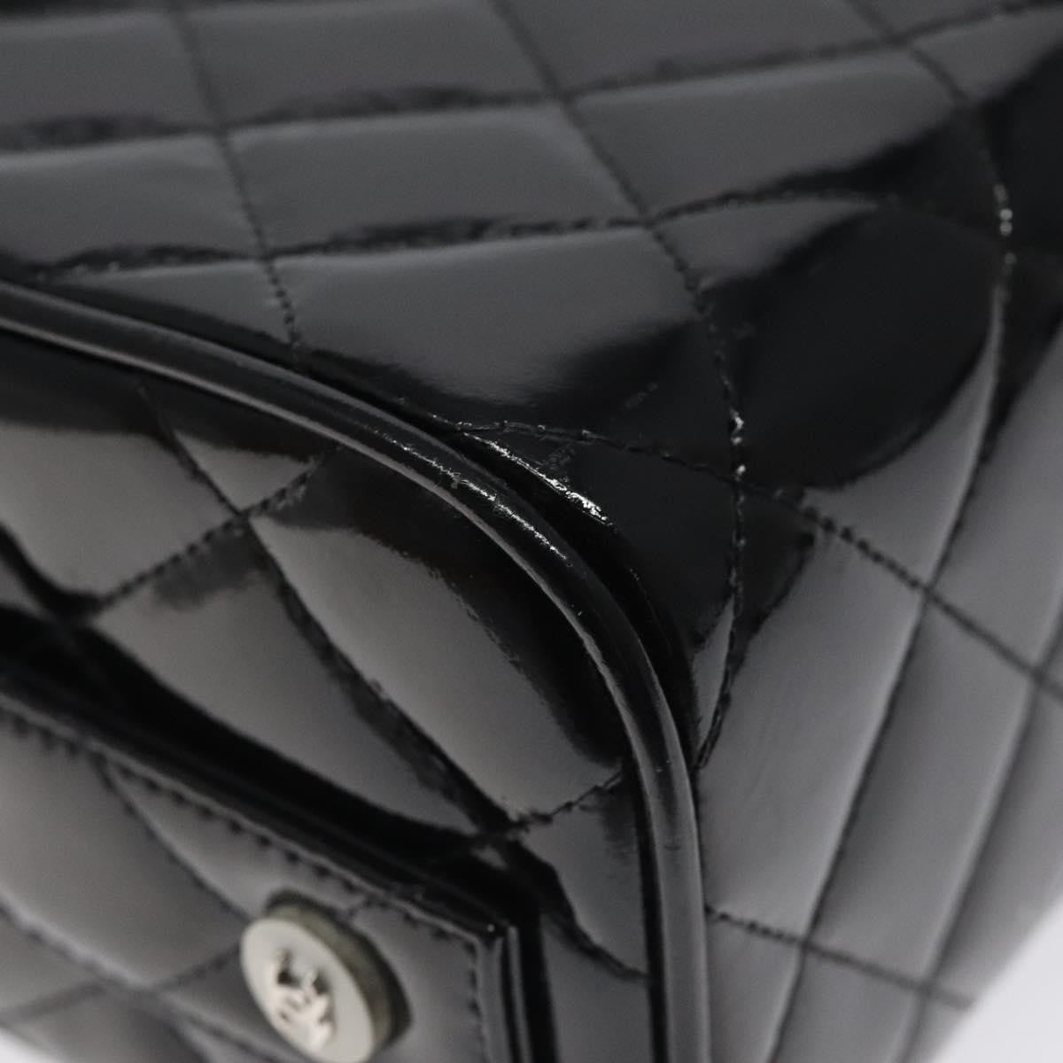 Chanel Vintage Metal Box Bag Quilted Patent Black Patent_Leather Handbag
