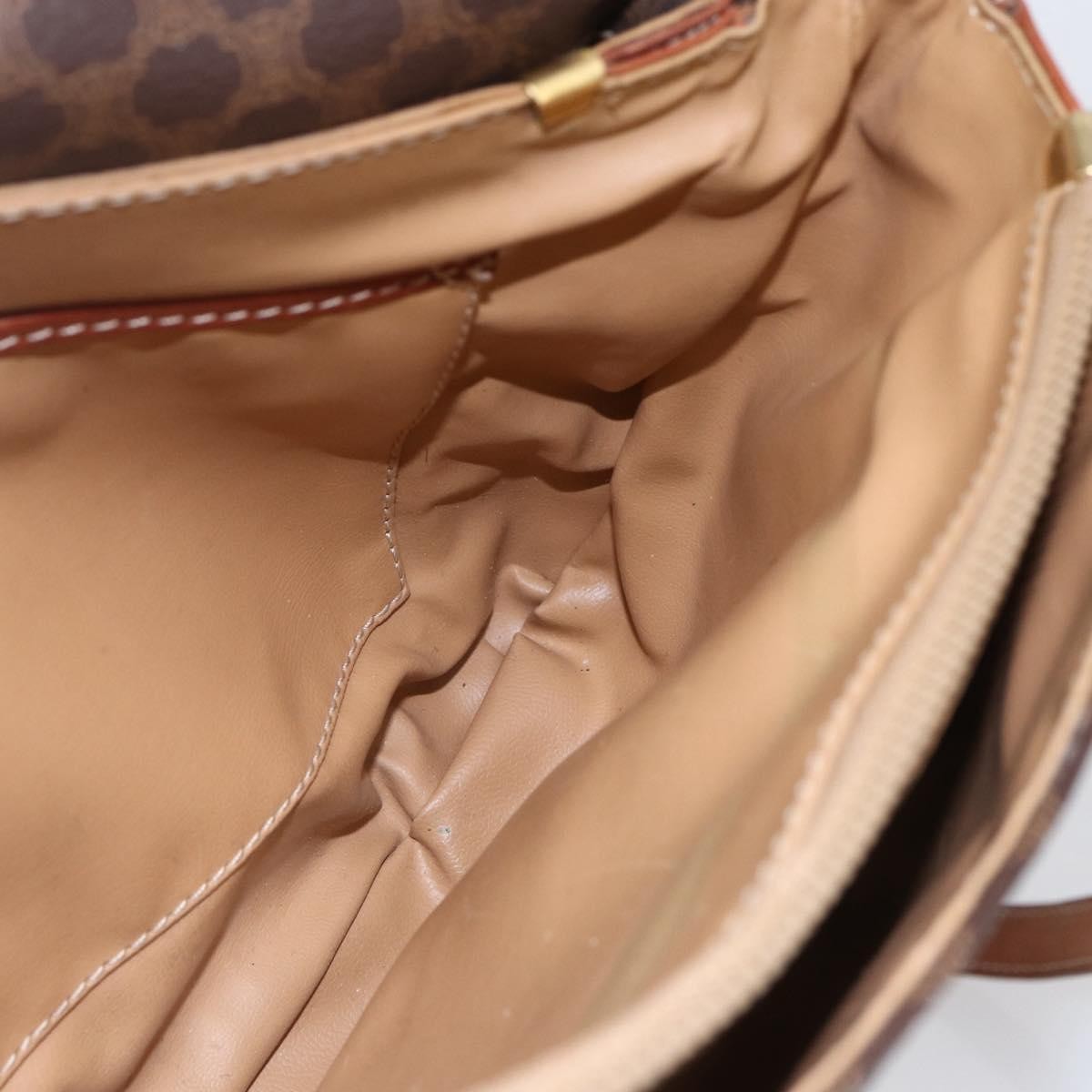 Celine Vintage Macadam Shoulder Bag Canvas And Leather Brown Canvas Shoulder Bag Bag