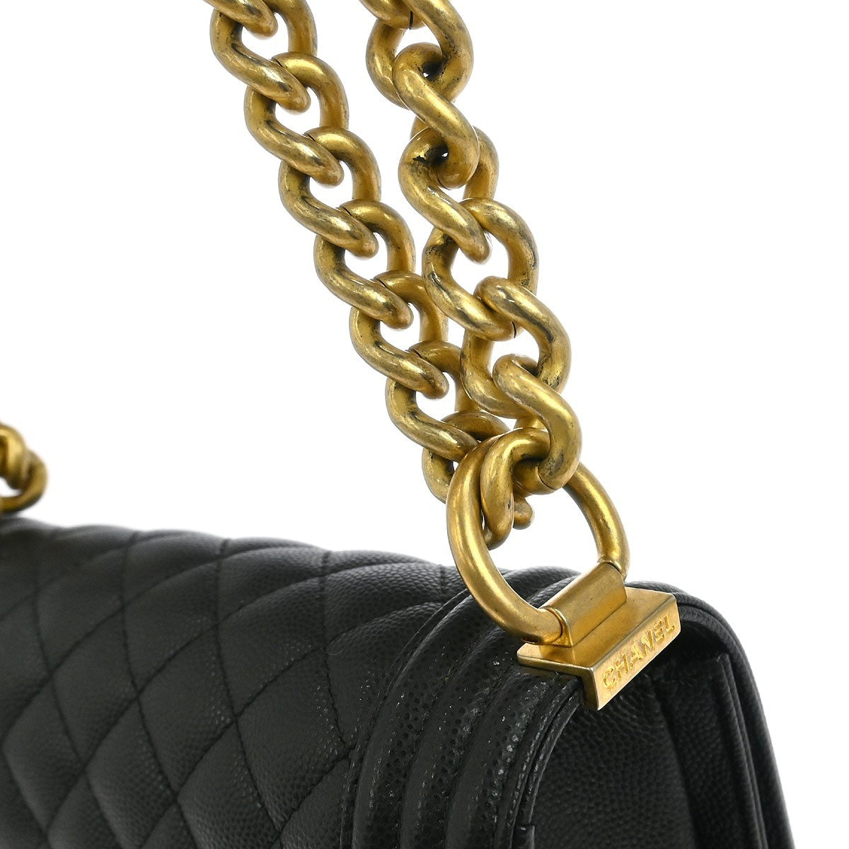 Chanel Boy Flap Bag Quilted Caviar Black Leather Shoulder Bag Bag