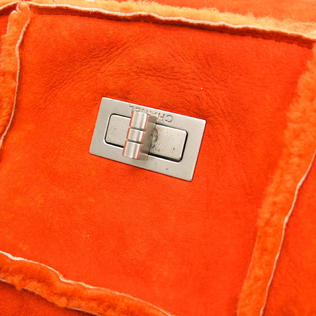 Chanel Flap Shoulder Bag Shearling And Suede Orange Fur Shoulder Bag Bag
