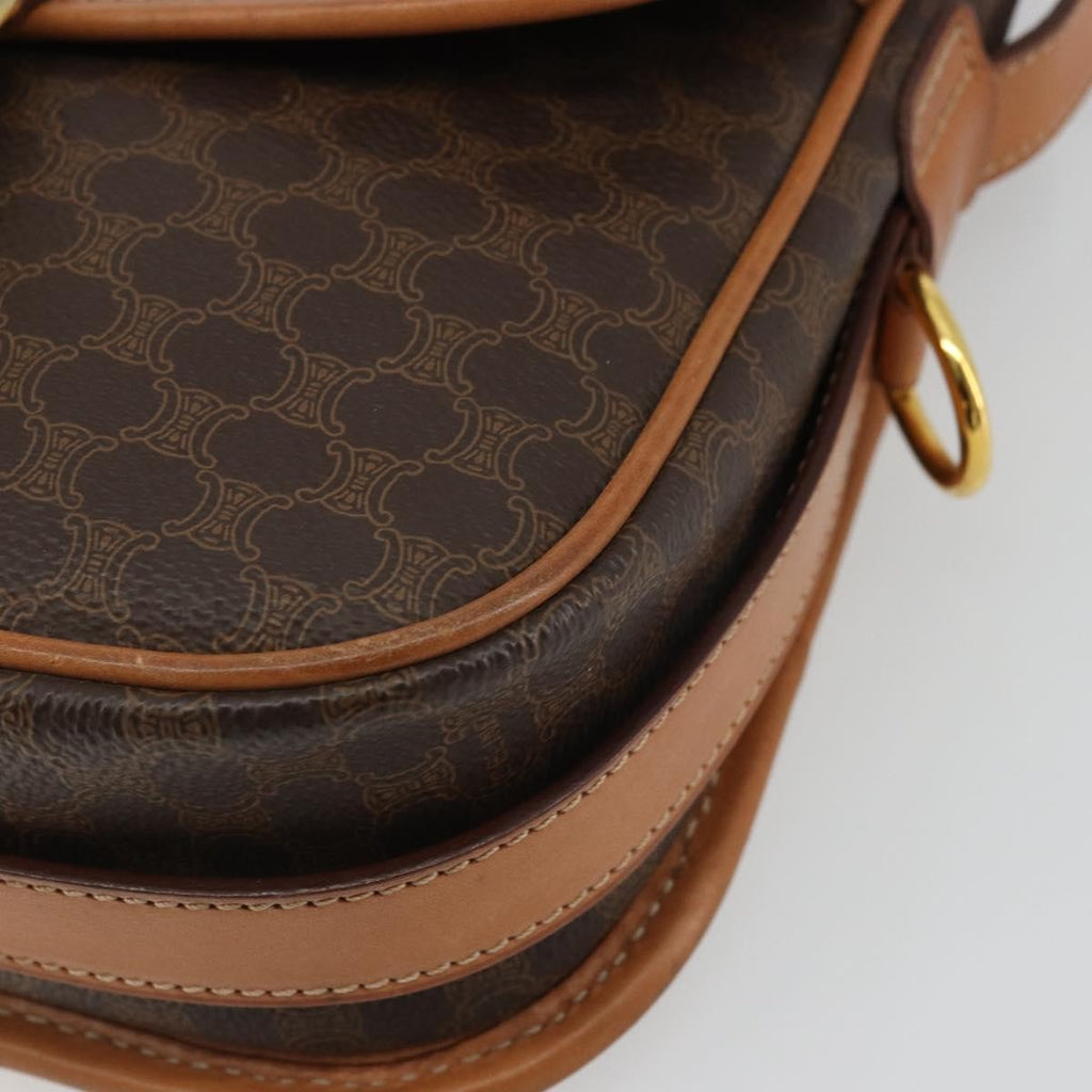Celine Vintage Macadam Shoulder Bag Canvas And Leather Brown Canvas Shoulder Bag Bag
