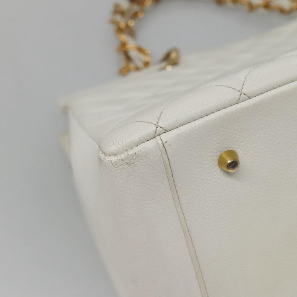 Chanel Vintage Grand Shopping Tote Quilted Caviar White Leather Bag