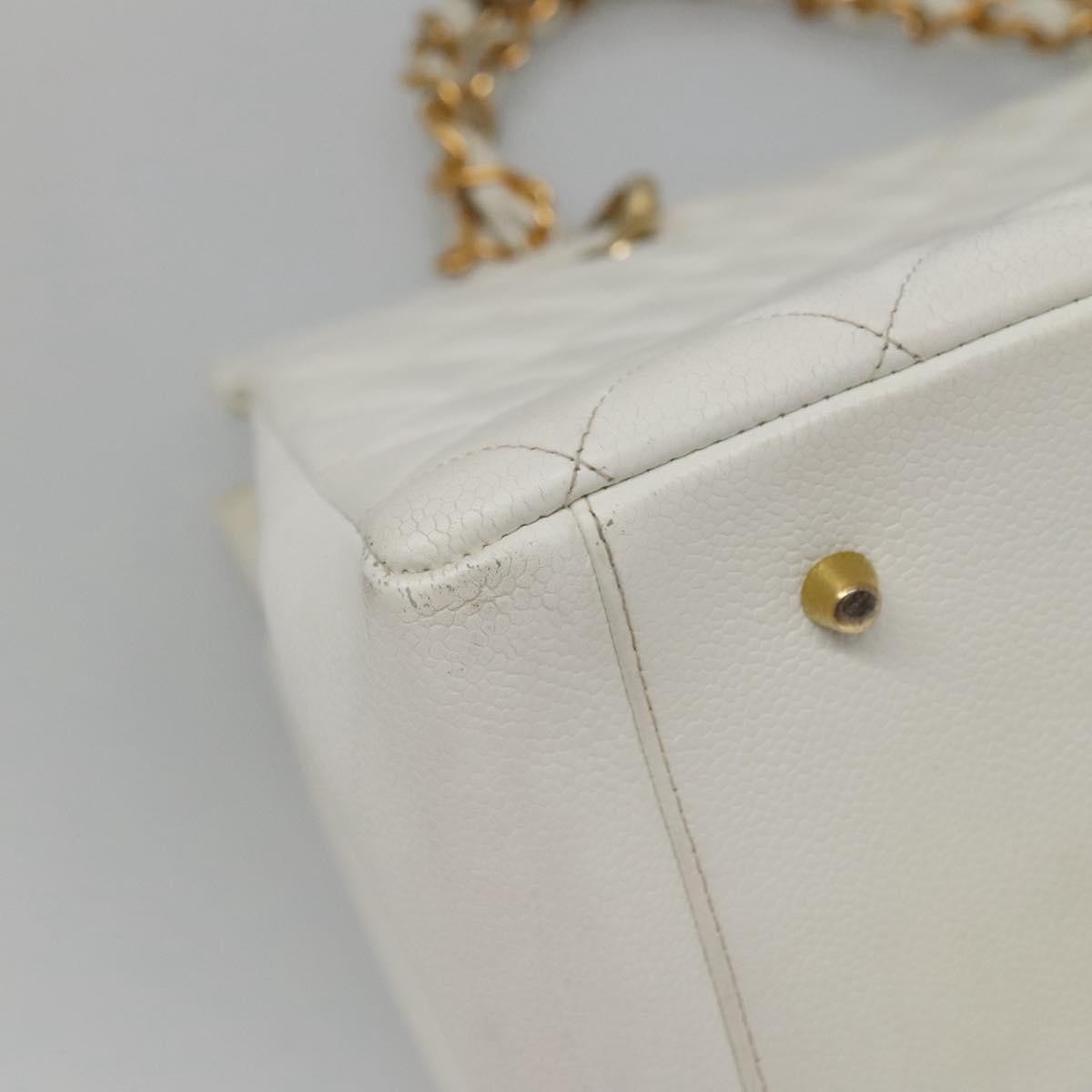 Chanel Vintage Grand Shopping Tote Quilted Caviar White Leather Bag
