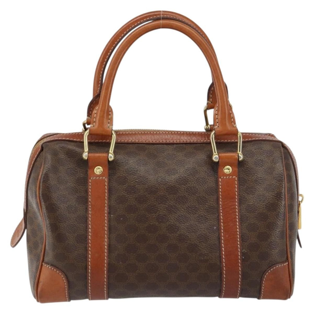 Celine Vintage Macadam Handbag Canvas And Leather Brown Canvas Handbag