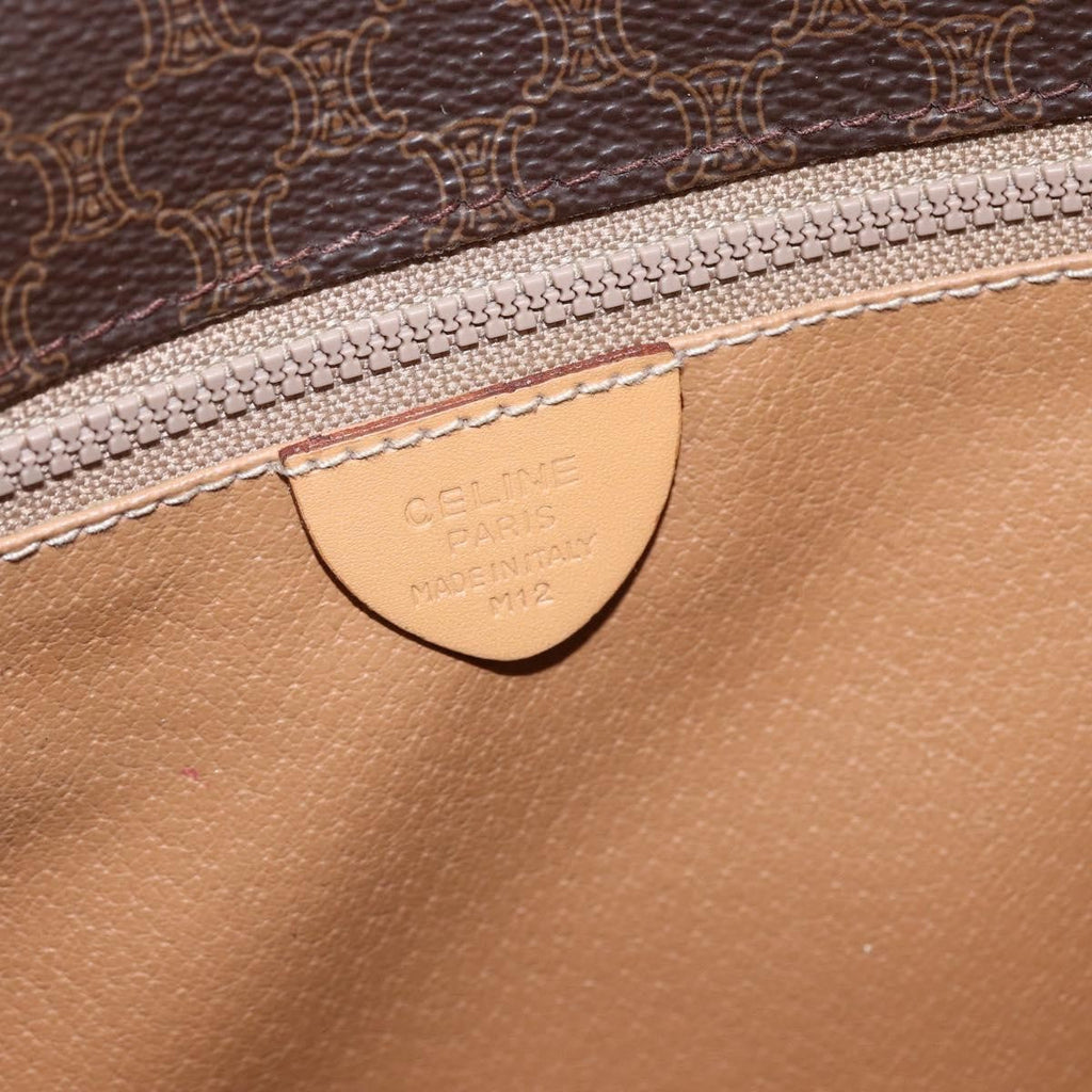 Celine Vintage Macadam Shoulder Bag Canvas And Leather Brown Canvas Shoulder Bag Bag